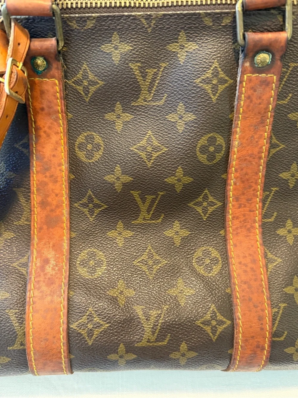 Louis Vuitton Keepall 50 Monogram Boston Bag Brown Authentic -